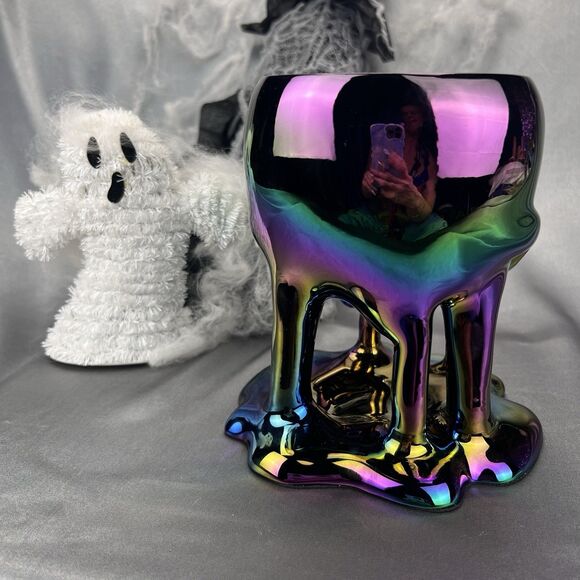Bath & Body Works HALLOWEEN 2025 Iridescent Dripping Skull 3 Wick Candle Holder - Picture 5 of 10